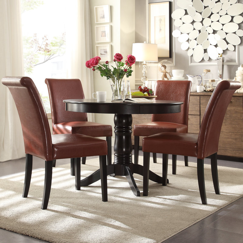Alexa-Mae 4 - Person Pedestal Dining Set, Sky Blue