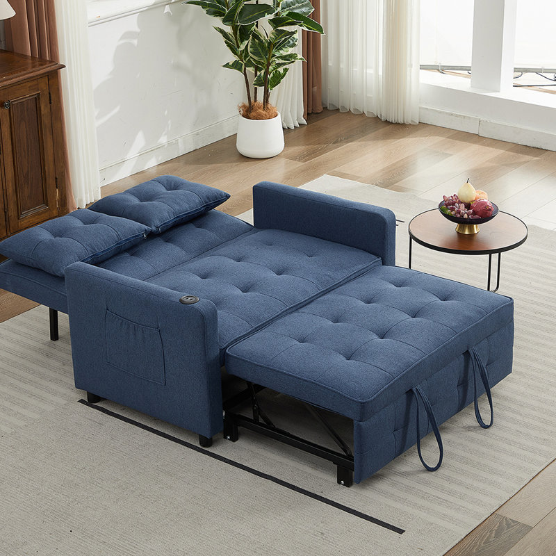 Fauteuil réglable, canapé-lit simple convertible, fauteuil-lit coulissant, Bleu