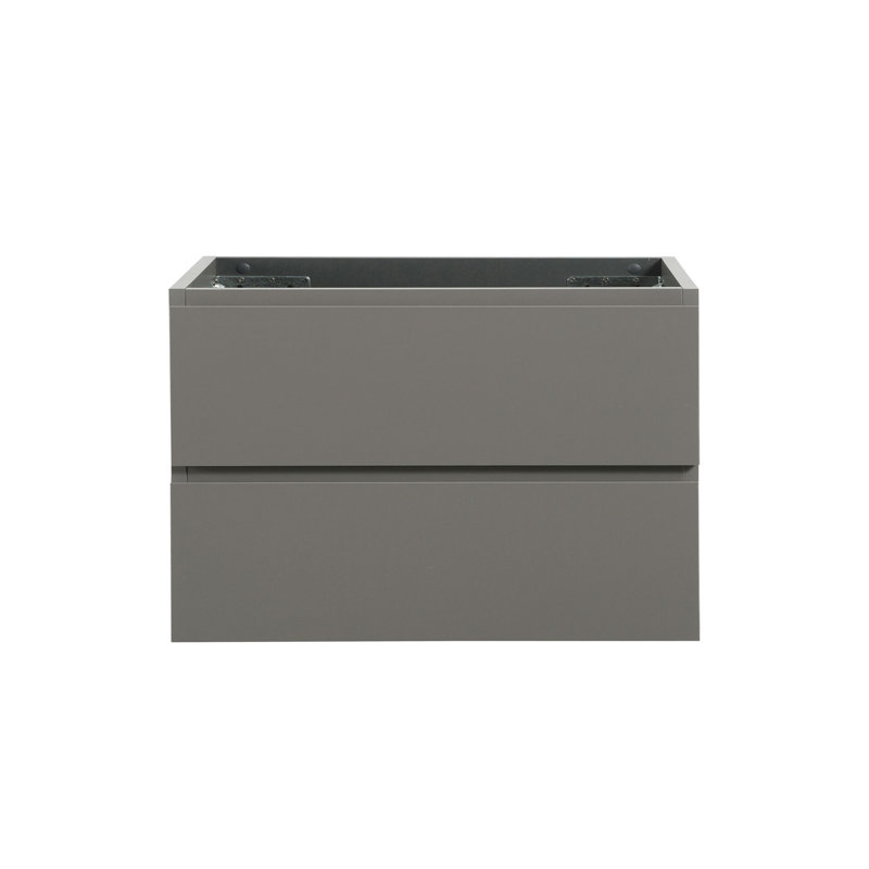 Alice-30W-102, armoire murale SANS lavabo, couleur grise, avec deux tiroirs, pré-assemblée, Blanc / Gris