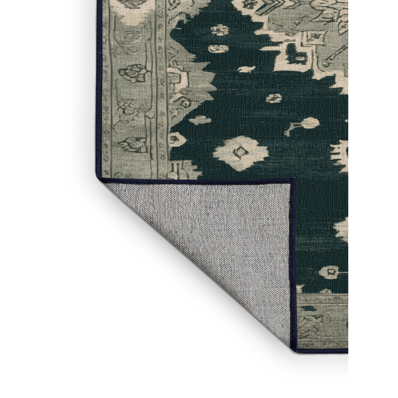 Tapis bleu lavé à la machine, Carré 5 pi