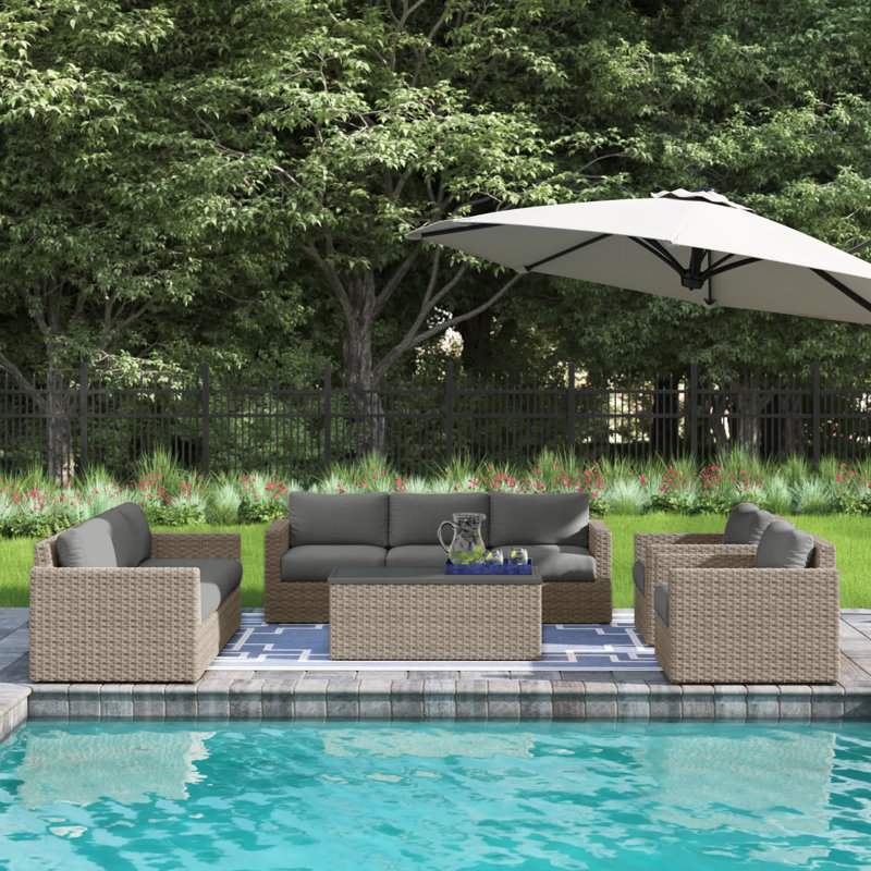 Grochow 8 - Person Patio Conversation Sets with Cushions, Grey