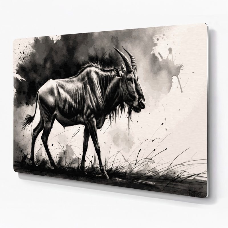 Faune, art mural beige en métal Hartebeest, H 11 po x l 14 po