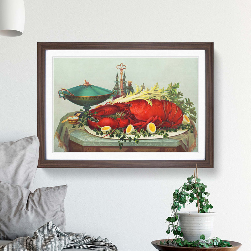 Still Life with Lobster - Framed Print, 27cm H x 36cm W x 2cm D, Walnut Framed