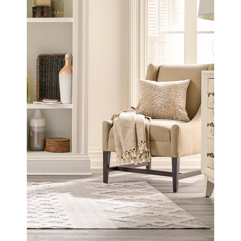 Contemporary Jordalier Area Rug Ivory Color, Rectangle 9'10" x 12'