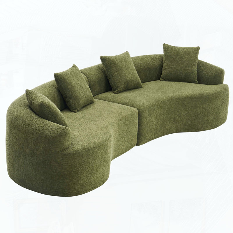 110" Curved Modular Sectional Sofa, Green