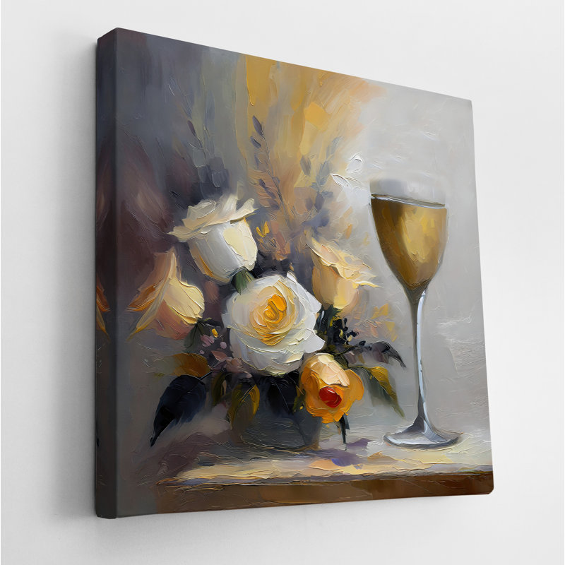 Roses et chardonnay, H 30 po x l 30 po