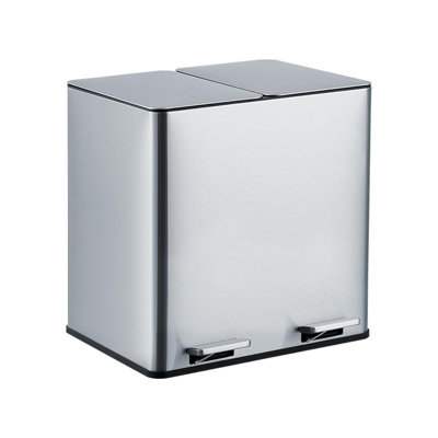 Dual Compartment Kitchen Trash Can, 2x4 Gal Stainless Steel, Soft-Close Lid