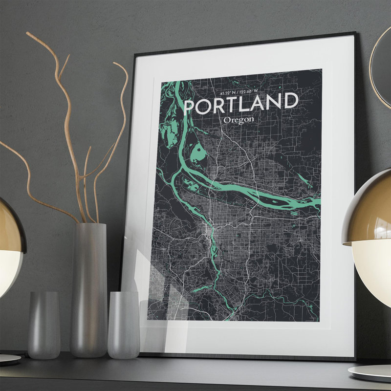 Portland City Map In Dream - No Frame Print, 36cm H x 24cm W x 0.05cm D