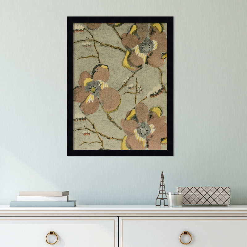 Delicate Floral Pattern II by Baxter Mill Archive, 26" H x 20" W, Black