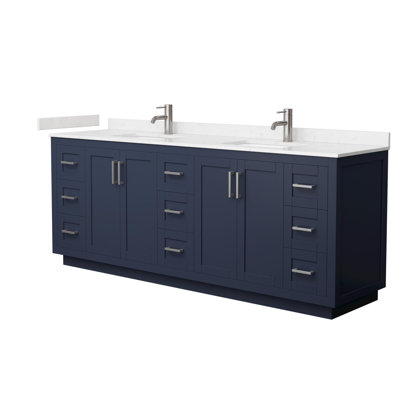 Miranda 84" Freestanding Double Bathroom Vanity with Cultured Marble Top