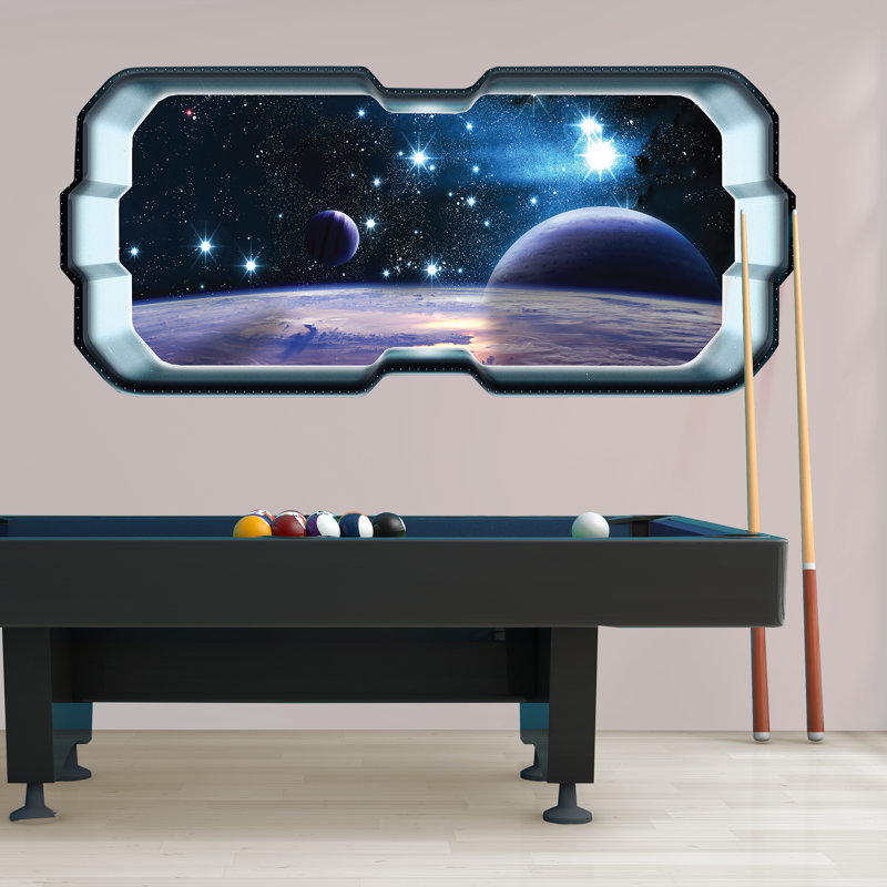Adhésif décoratif galaxie - autocollant de fenêtre d'espace avec vaisseau spatial et planètes - murale décorative de chambre à coucher - art mural galaxie pour les enfants et les amoureux de l'astronomie