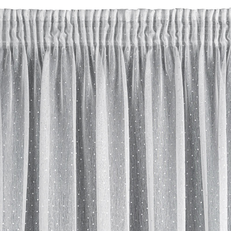 Kaidyn Sheer Curtain, 250cm H x 400cm W, White/Silver