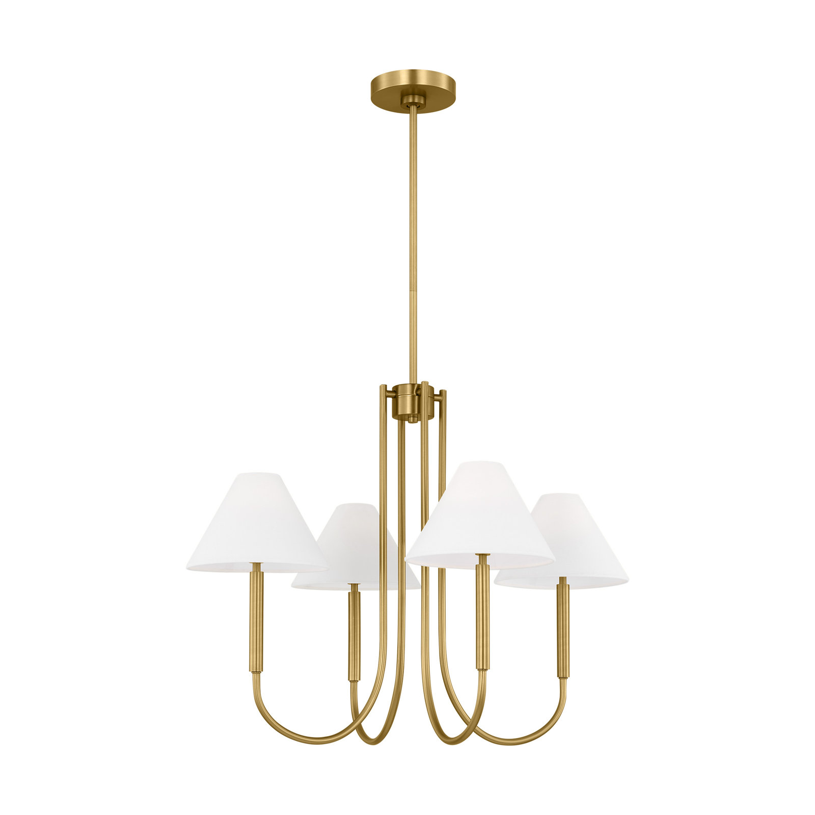 Porteau Large Chandelier, Satin Brass, 4-Light