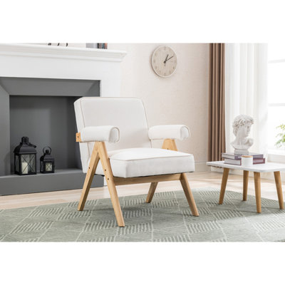Fauteuil de 26,4 pouces de large avec accoudoirs et pieds en bois massif Swante