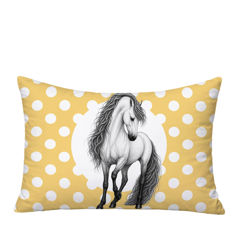 Coussin réversible Horse, 20x14, Yellow