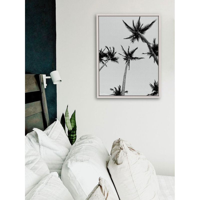 Palm Trees and 80 Degrees Framed Photographic Print Canvas, 27.5" H x 21.5" W x 1.25" D, White Framed Canvas