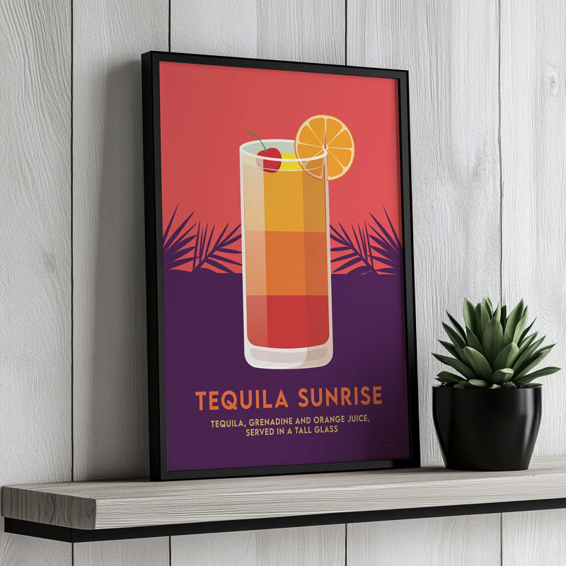 «Téquila Sunrise» par Omar Escalante, reproduction d'art, 8 W x 12 H, Black, Framed Print