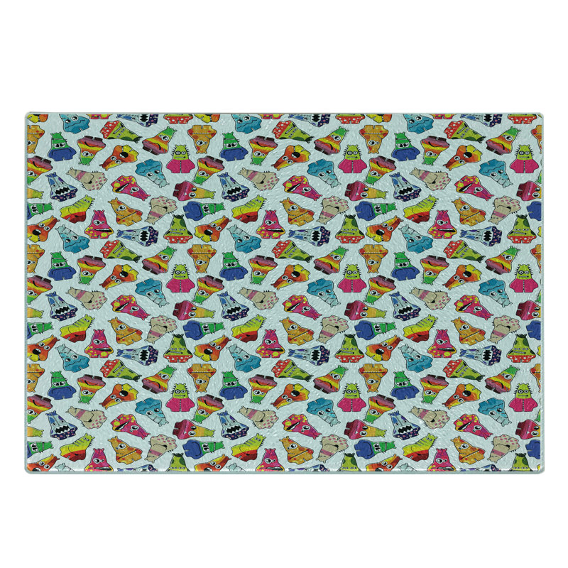 Multicolore planche à découper en verre trempé Ambesonne