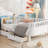 White Twin Platform Bed For , Low Profile Design, With Storage Drawers And Fence - Style Headboard, A Relaxing Sleep , Color, 2 Drawers, Profile, Stylish ' Space-1265875155