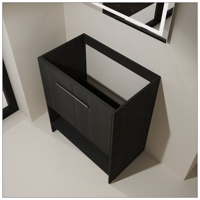 Élégant meuble-lavabo autoportant 30 po, 2 portes, meuble-lavabo autoportant, contreplaqué (excluant l'évier), 30"