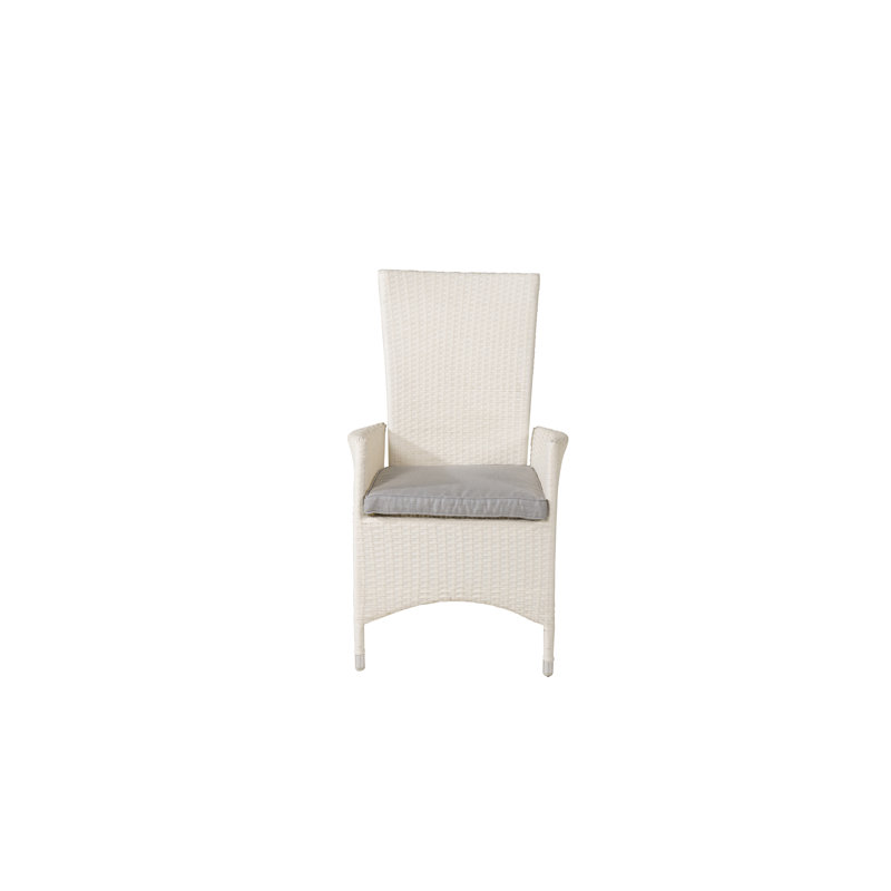 Mabton Patio Dining Armchair with Cushion, White