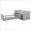 Lit mezzanine simple en L et lit plateforme simple avec 7 tiroirs et garde-corps complets en forme de L