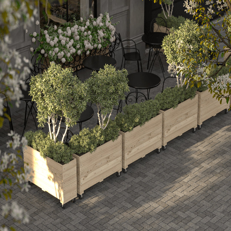 Sciotodale 40" x 12" Indoor/Outdoor Mobile Wood Planter with Lockable Wheels, 32'' H x 40'' W x 12'' D, 1