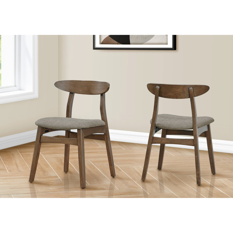 De 2 chaises de salle à manger contemporaines, 32 po de hauteur, noyer foncé, pour cuisine Modern Tall 2, siège en tissu
