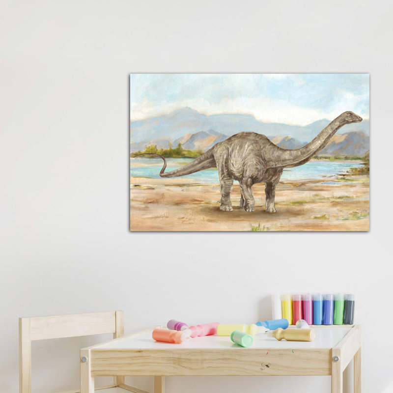 «Dinosaur Illustration V» par Ethan Harper - reproduction, H 26 po x l 40 po x 1,5 po, Toile tendue, Pas de tapis