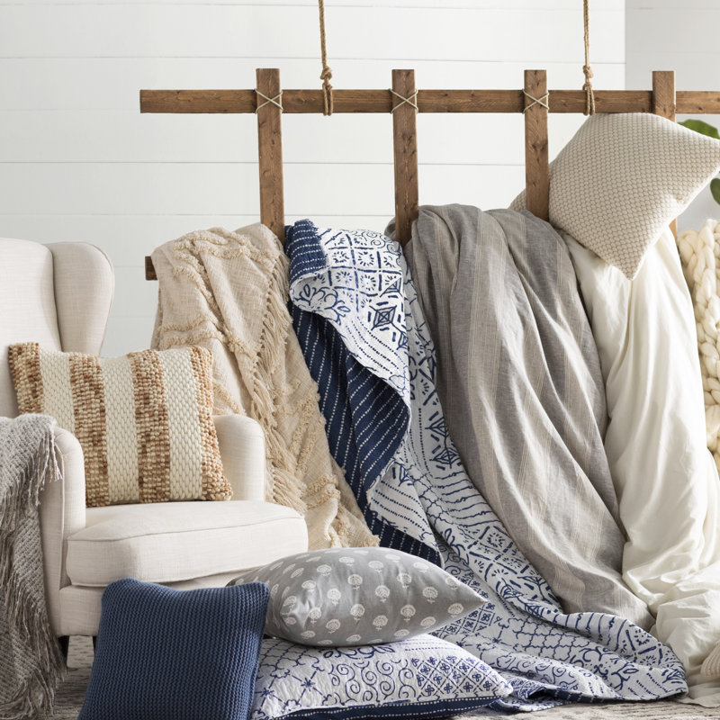 Natural Diamond Tufted Organic Cotton 50" x 60" Throw Blanket