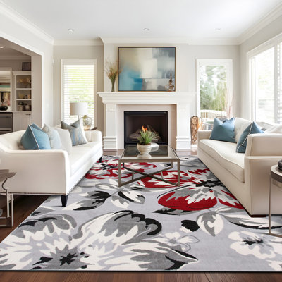 Tapis gris / rouge Rooshi