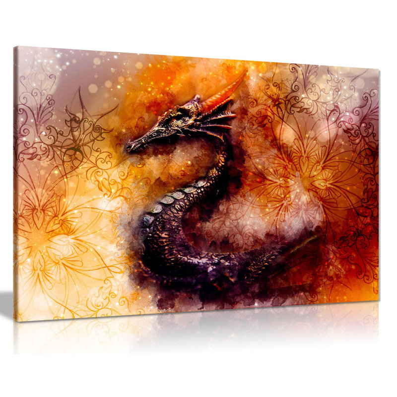 Dragon Canvas Wall Art Picture Print - Wrapped Canvas Print, 61cm H x 91cm W
