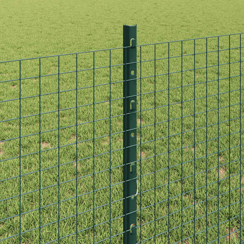 Vidaxl Fence With Posts Steel, Green, 80cm H x 5000cm W x 2.7cm D