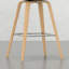 Tabouret de 2 - généreux siège en placage de lin naturel avec 2 comptoirs et pieds en bois