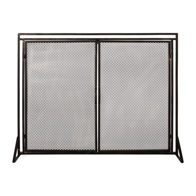 Modern Iron Fireplace Screen, Matte - 38.93"W X 30.44"H, Space Enhancer Stylish Screen Trendsetting Design