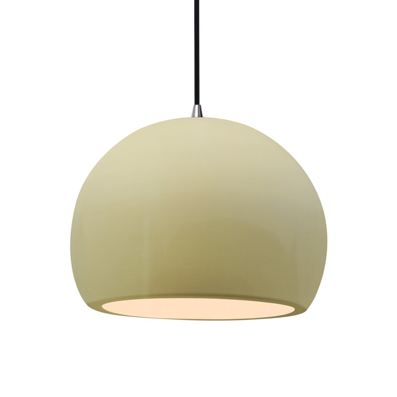 Luminaire suspendu à 1 lumière Aschwin, H 9,25 po x l 12,25 po x P 12,25 po, Vanille lustrée, Nickel brossé