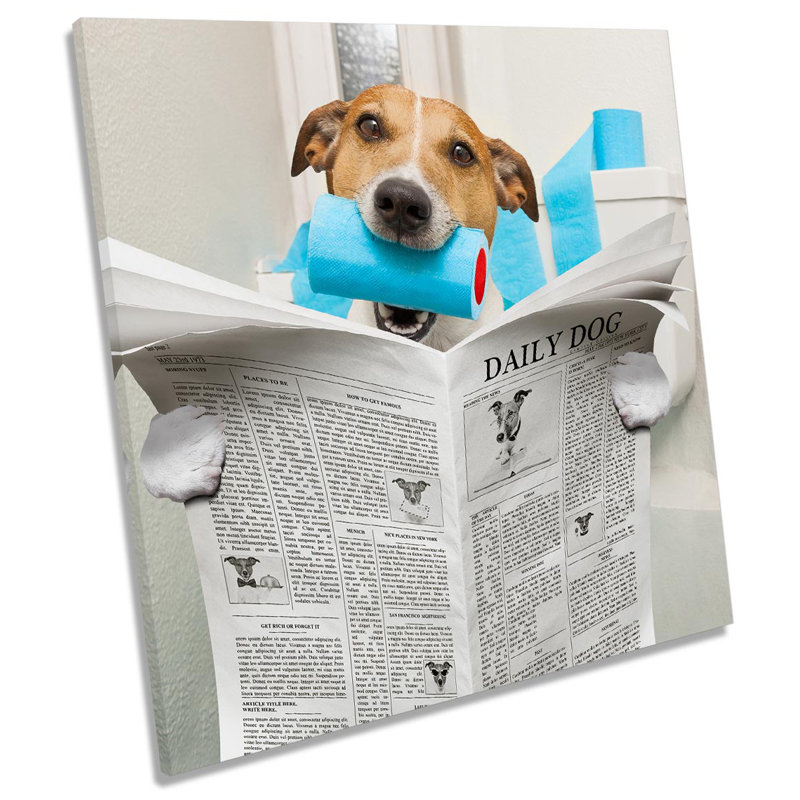 Jack Russell Dog Newspaper - Wrapped Canvas Print, 91.4cm H x 91.4cm W