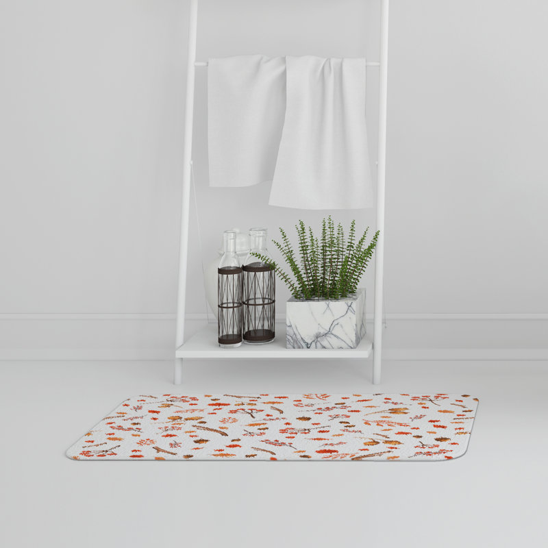 Aissa Non-Slip Bath Rug, Autumn Acorn Pattern