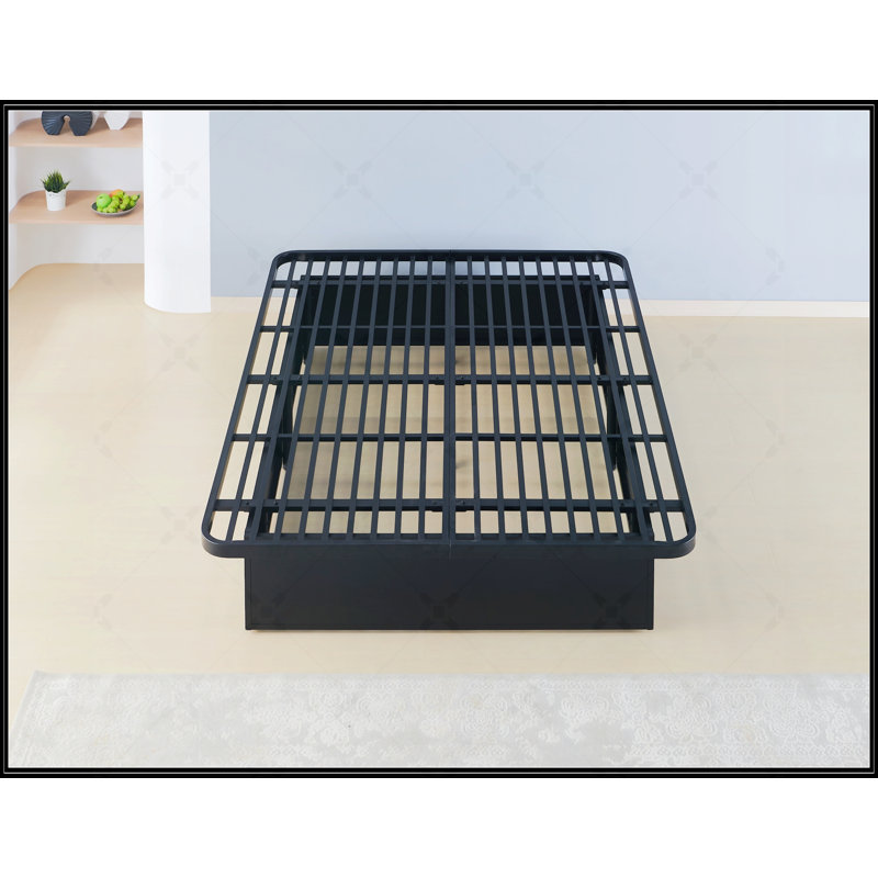 Base de lit plateforme robuste de style moderne avec structure en métal durable de 16 po de hauteur, Grand lit