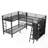 L-Shaped Triple Bunk Bed with Desk & Wardrobe, Twin XL over Twin XL with Full Loft, No Box Spring, Black