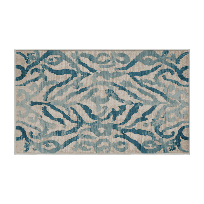 Machine Washable Beige Area Rug, Rectangle 5' x 8'