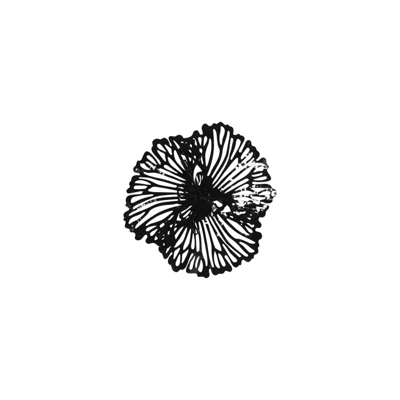 Flower Wall Art Extra Small Metal, Black