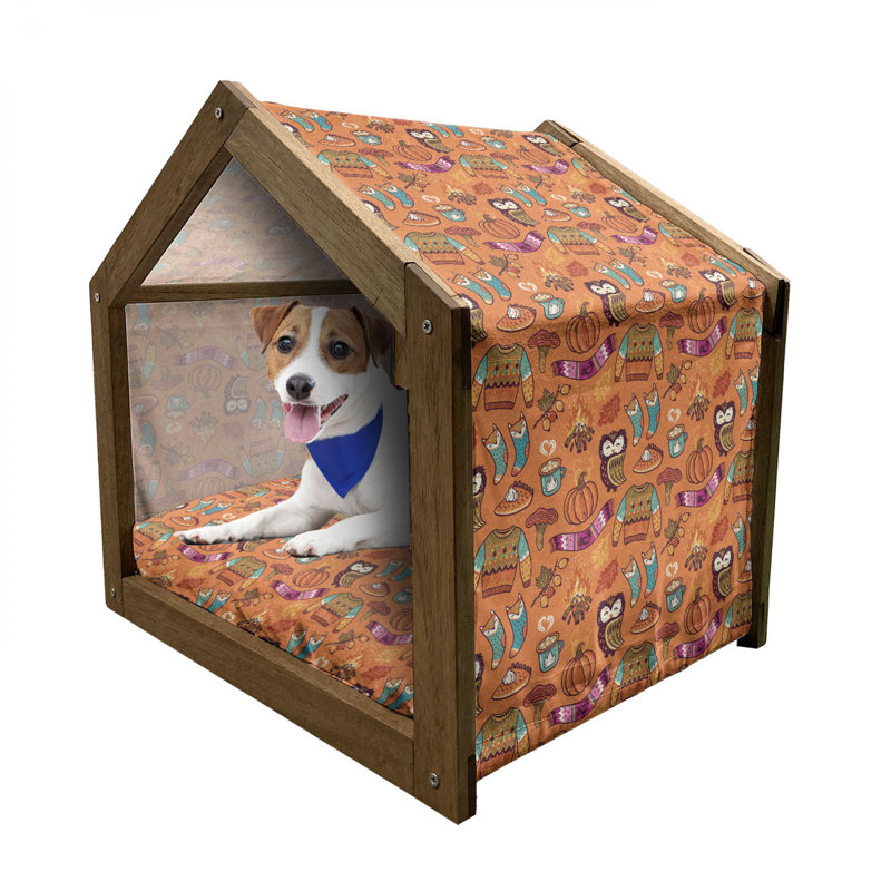 Wood Portable Dog House, 32.28" H x 39.37" W x 28.35" D