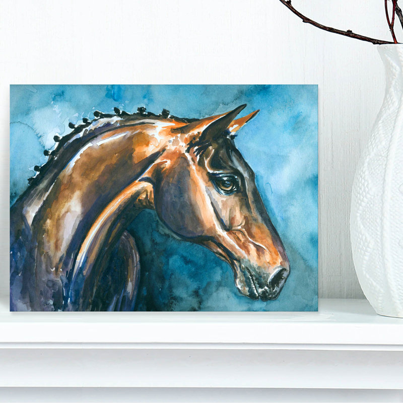 «Brown Horse», peinture, H 20 po x l 20 po x P 1 po, Toile tendue