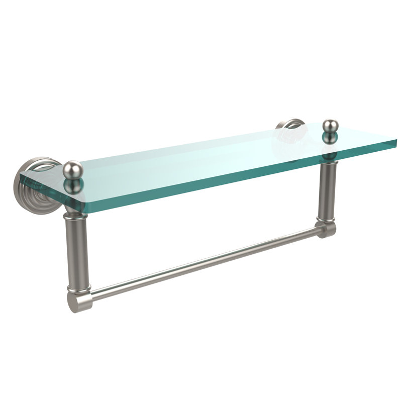 Beresford Bracket Shelf with Towel Bar, 16" W x 5" H, Satin Nickel