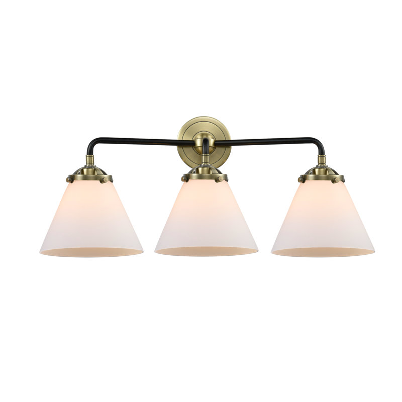 Éclairage pour meuble-lavabo 2 lumières Taryn, Laiton antique noir, Boîtier blanc mat, Incandescent