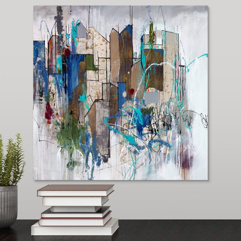 'Stomping Ground Fights' Painting on Canvas, Wrapped Canvas, 16" H x 16" W x 1.25" D