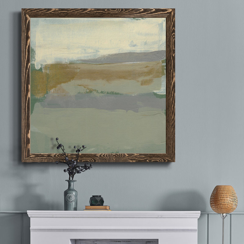 Toile encadrée sauge et or I-Premium - prête à être accrochée, Cadre noyer, H 27,5 po x l 27,5 po x P 1,5 po