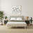  Upholstered Wood Headboard with Canvas Fabric Panel, Modern Minimalist, Light Oak-1676615364