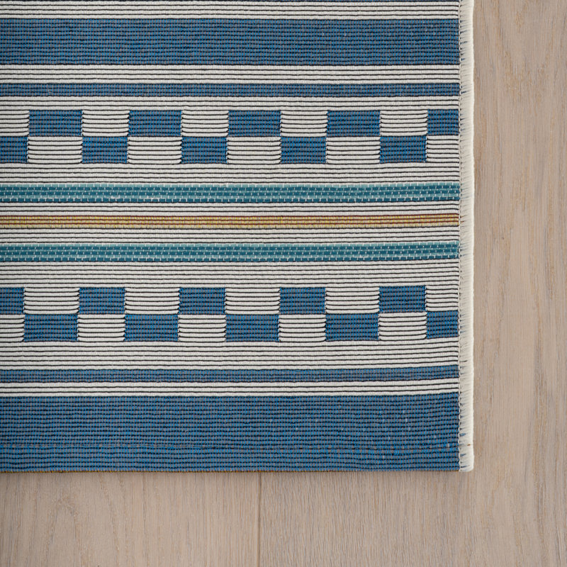 Caldera Modern Checkered Indoor/Outdoor Rug, Blue, Rectangle 10' x 14'